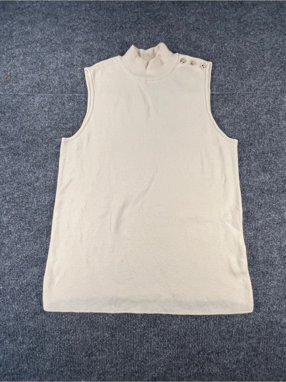 Marled Cream Mock Neck Sweater Tank Minimalist Quiet Luxury Women’s L